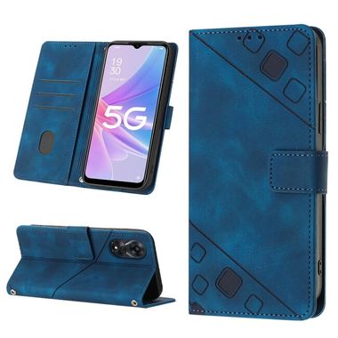 Peněženkové kožené pouzdro Skin-feel na Oppo A58 5G - Modrá
