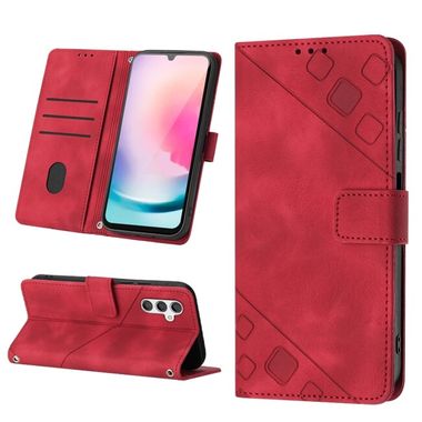 Peněženkové kožené pouzdro Skin-feel pro Samsung Galaxy A24 - Červená