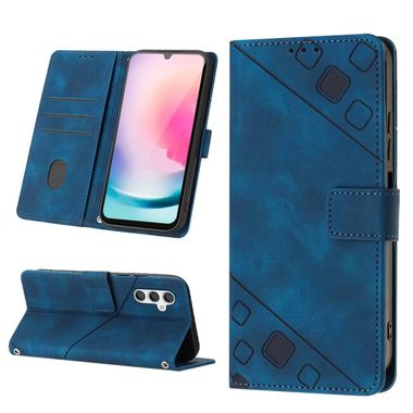 Peněženkové kožené pouzdro Skin-feel pro Samsung Galaxy A24 - Modrá