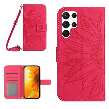 Peňeženkové kožené pouzdro SKIN FEEL pro Samsung Galaxy S23 Ultra 5G – Růžově červená