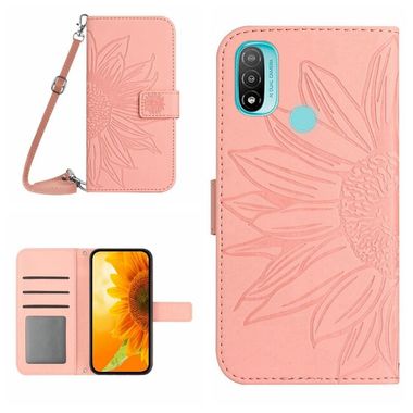 Peněženkové kožené pouzdro Skin Feel Sun Flower pro Motorola Moto E20 / E30 / E40 - Růžová