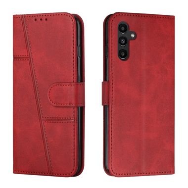 Peněženkové kožené pouzdro Stitching Calf Texture pro Samsung Galaxy A05s - Červená