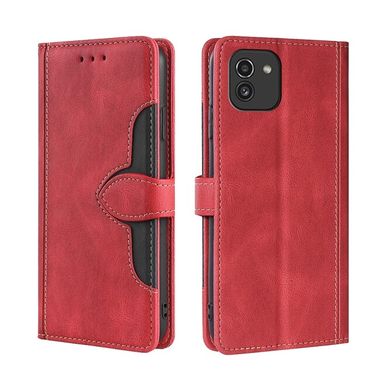 Peněženkové kožené pouzdro STITCHING pro Samsung Galaxy A03 - Červená