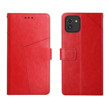 Peněženkové kožené pouzdro Y STITCHING pro Samsung Galaxy A03 - Červená