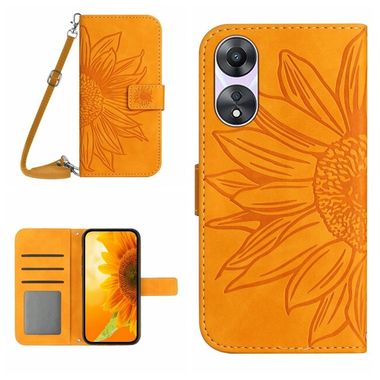 Peněženkové kožené pouzdro Sun Flower na Oppo A58 5G - Žlutá