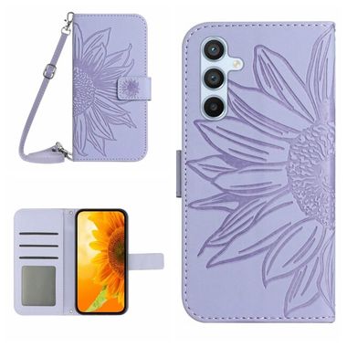 Peněženkové kožené pouzdro Sun Flower pro Samsung Galaxy A24 - Fialová
