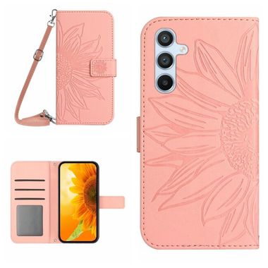 Peněženkové kožené pouzdro Sun Flower pro Samsung Galaxy A24 - Růžová