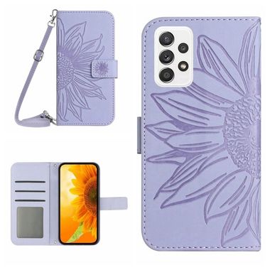 Peněženkové kožené pouzdro Sun Flower pro Samsung Galaxy A73 5G - Fialová