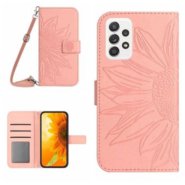 Peněženkové kožené pouzdro Sun Flower pro Samsung Galaxy A73 5G - Růžová