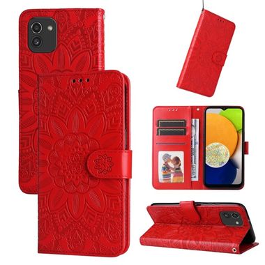 Peněženkové kožené pouzdro SUNFLOWER pro Samsung Galaxy A03 - Červená