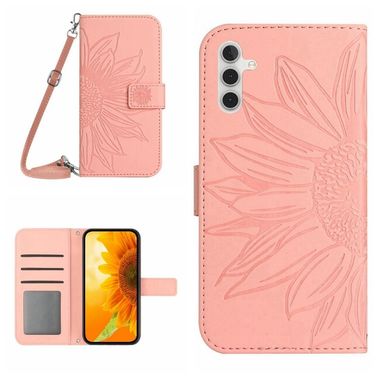 Peněženkové kožené pouzdro SUNFLOWER pro Samsung Galaxy A04s - Růžová