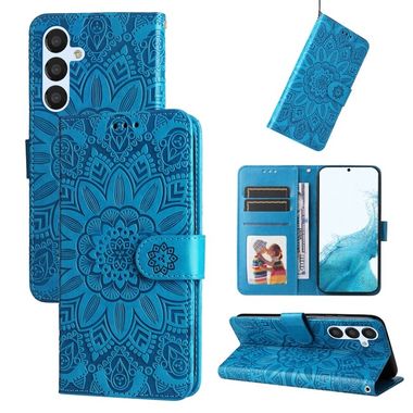 Peněženkové kožené pouzdro SUNFLOWER pro Samsung Galaxy A34 5G - Modrá