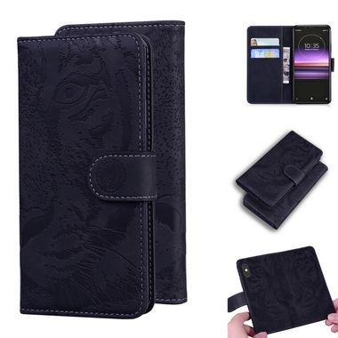 Peňaženkové kožené pouzdro TIGER na Sony Xperia 1 - Černá