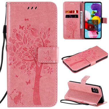 Peňaženkové kožené puzdro TREE Samsung Galaxy A51 5G - Ružová
