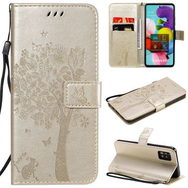 Peňaženkové kožené puzdro TREE Samsung Galaxy A51 5G - Zlatá