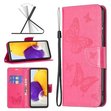 Peněženkové kožené pouzdro Two Butterflies pro Samsung Galaxy A73 5G - Růžovo červená