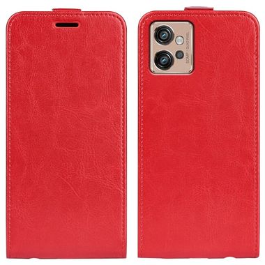 Pěneženkové kožené pouzdro VERTICAL pro Motorola Moto G32 - Červená