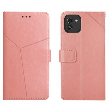 Peněženkové kožené pouzdro Y STITCHING pro Samsung Galaxy A03 - Růžově zlatá