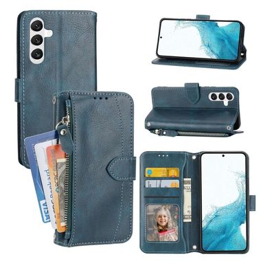 Peněženkové kožené pouzdro ZIPPER pro Samsung Galaxy A14 4G/5G - Modrá