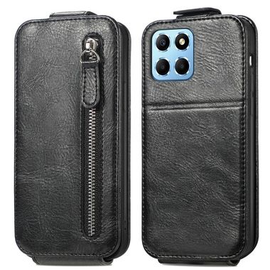 Peněženkové kožené pouzdro Zipper Wallet pro Honor X8 5G/X6 - Černá