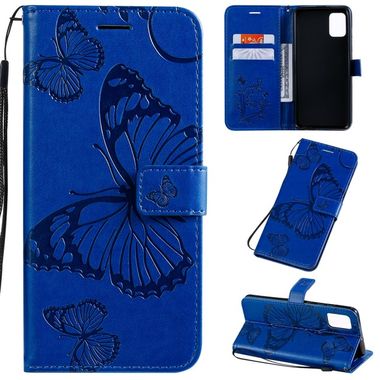 Peněženkové kožené pouzdro  Pressed Printing Butterfly   na Samsung Galaxy A51 modrá