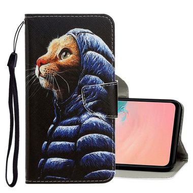 Peněženkové kožené pouzdro Colored Drawing pro Samsung Galaxy S20  -Down Jacket Cat