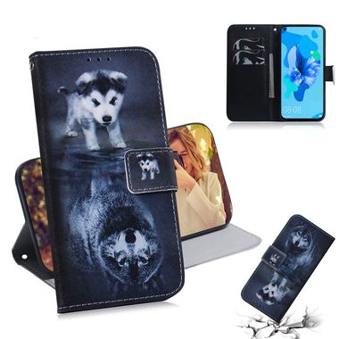 Peňaženkové púzdro3D Painting Pattern na Huawei Honor 20-Vlk a pes