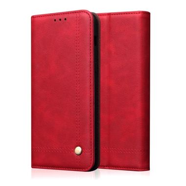 Biznis Kožený rukáv peněženky pro Huawei Y5 (2019)-Červený