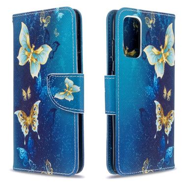 Peněženkové pouzdro Colored Drawing Pattern   na Samsung Galaxy S20 Blue Butterfly