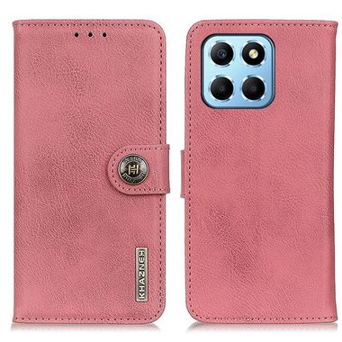 Peněženkové pouzdro Hovězí kůže KHAZNEH na Honor X8 5G/X6 - Růžová