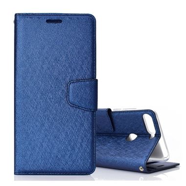 Peňaženkové pozdro Leather na Huawei Y7 Prime(2018)- modrá