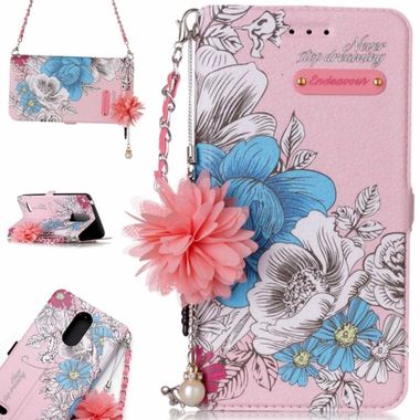 Peňaženkové případ Litchi na LG K8 (2017) -  Flower Pink