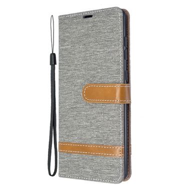 Pouzdro peněženky Odpovídající Denim Textura na Samsung Galaxy A71-Gray