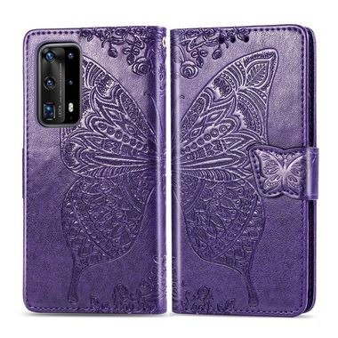 Peněženkové  pouzdro na Huawei P40 Pro -  Butterfly Love Flower -Dark Purple
