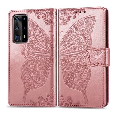 Peněženkové  pouzdro na Huawei P40 Pro -  Butterfly Love Flower -Rose Gold