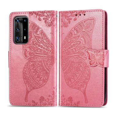 Peněženkové  pouzdro na Huawei P40 Pro -  Butterfly Love Flower -růžová