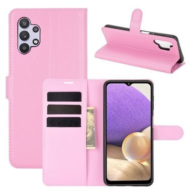 Pěneženkové kožené pouzdro LITCHI pro Samsung Galaxy A32 5G - Růžová