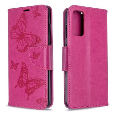 Peněženkové pouzdro na Samsung Galaxy S20 - Two Butterflies Pattern-Rose Red