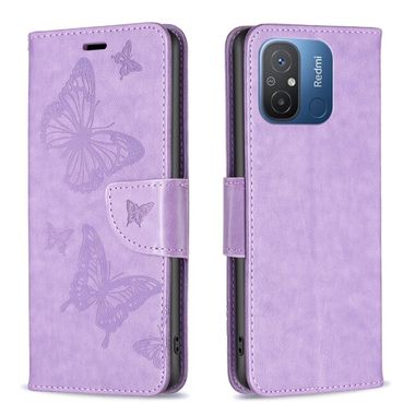 Peněženkové pouzdro Two Butterflies Embossing na Xiaomi Redmi 12C – Fialová