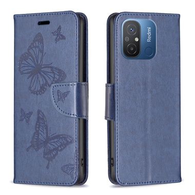 Peněženkové pouzdro Two Butterflies Embossing na Xiaomi Redmi 12C – Modrá