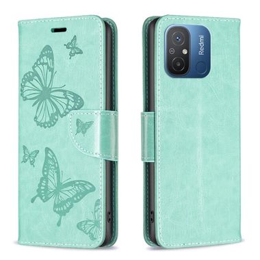 Peněženkové pouzdro Two Butterflies Embossing na Xiaomi Redmi 12C – Zelená