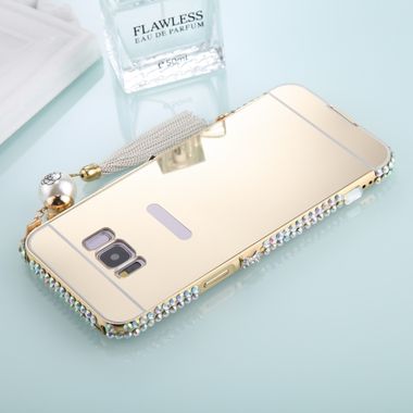 Plastový kryt + kovový bumper Mirror na Samsung Galaxy S8- Gold