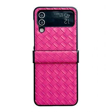 Plastový kryt Woven pro Samsung Galaxy Z Flip4 - Růžovočervená