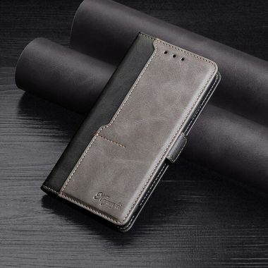 Retro textura Kontrastní barva Boční přezka Horizontální flipové kožené pouzdro s držákem karet a sloty a peněženkou pro Samsung Galaxy A20s-Černá