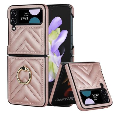 Ring Holder kryt V-shaped Samsung Galaxy Z Flip4 - Růžové zlato