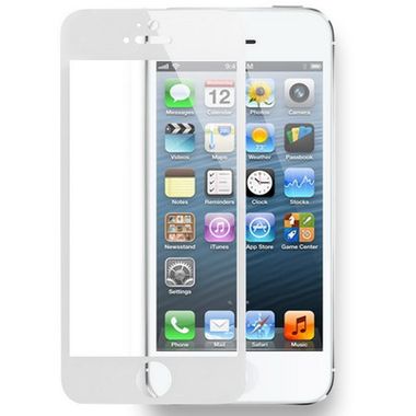 Temperované tvrzené sklo 9H + 0.26 mm. na iPhone 5s/SE (celá obrazovka) - biela