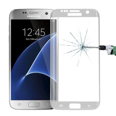 Temperované tvrzené sklo 9H + 0.26 mm. na Samsung Galaxy S7 Edge (celá obrazovka) - strieborná